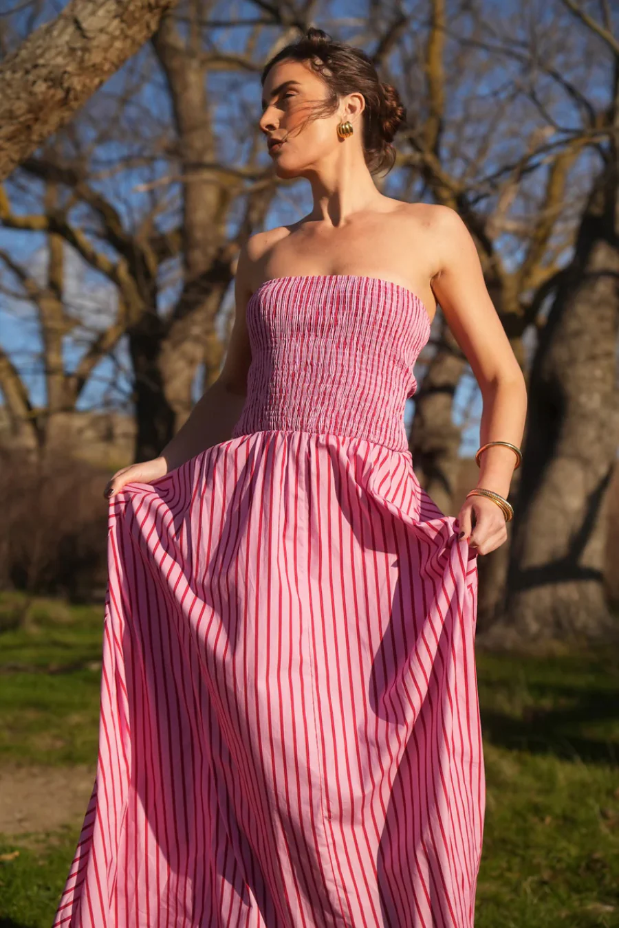 Layla Dress Magneta Stripe - Image 3