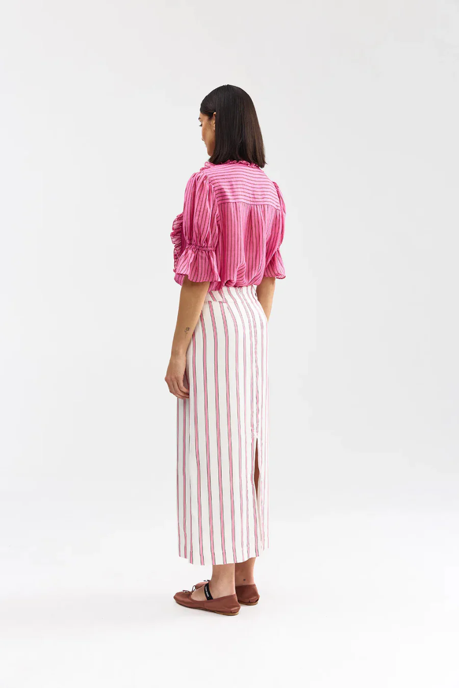 Leonie Blouse Poppy Bark Stripe - Image 3