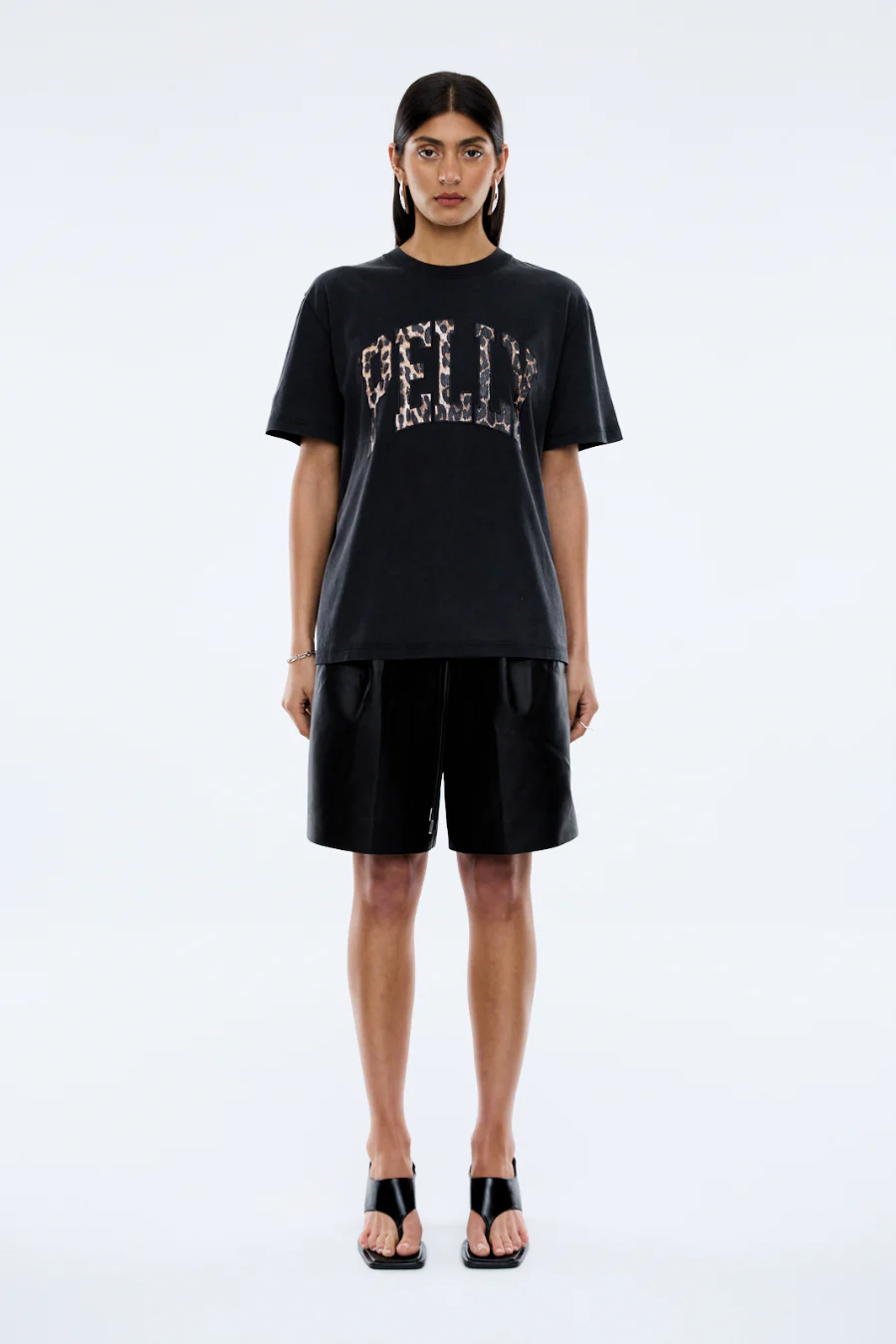 Leopard Collegiate Tee Vintage Black