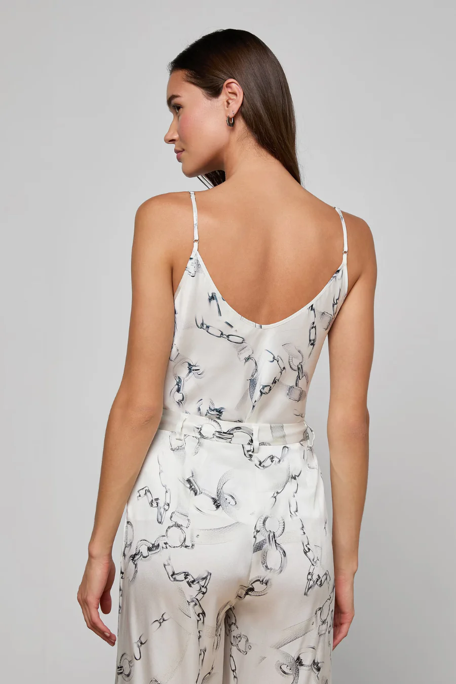 Lexi Satin Camisole Ivory/ Grey Small Faded Chain - Image 2