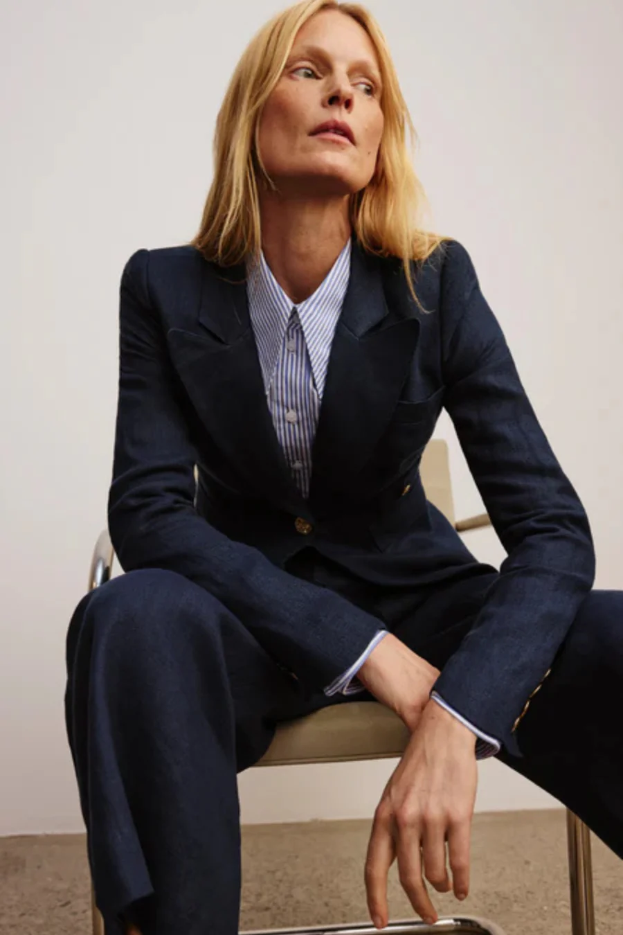 Linen Duchess Blazer Navy - Image 3