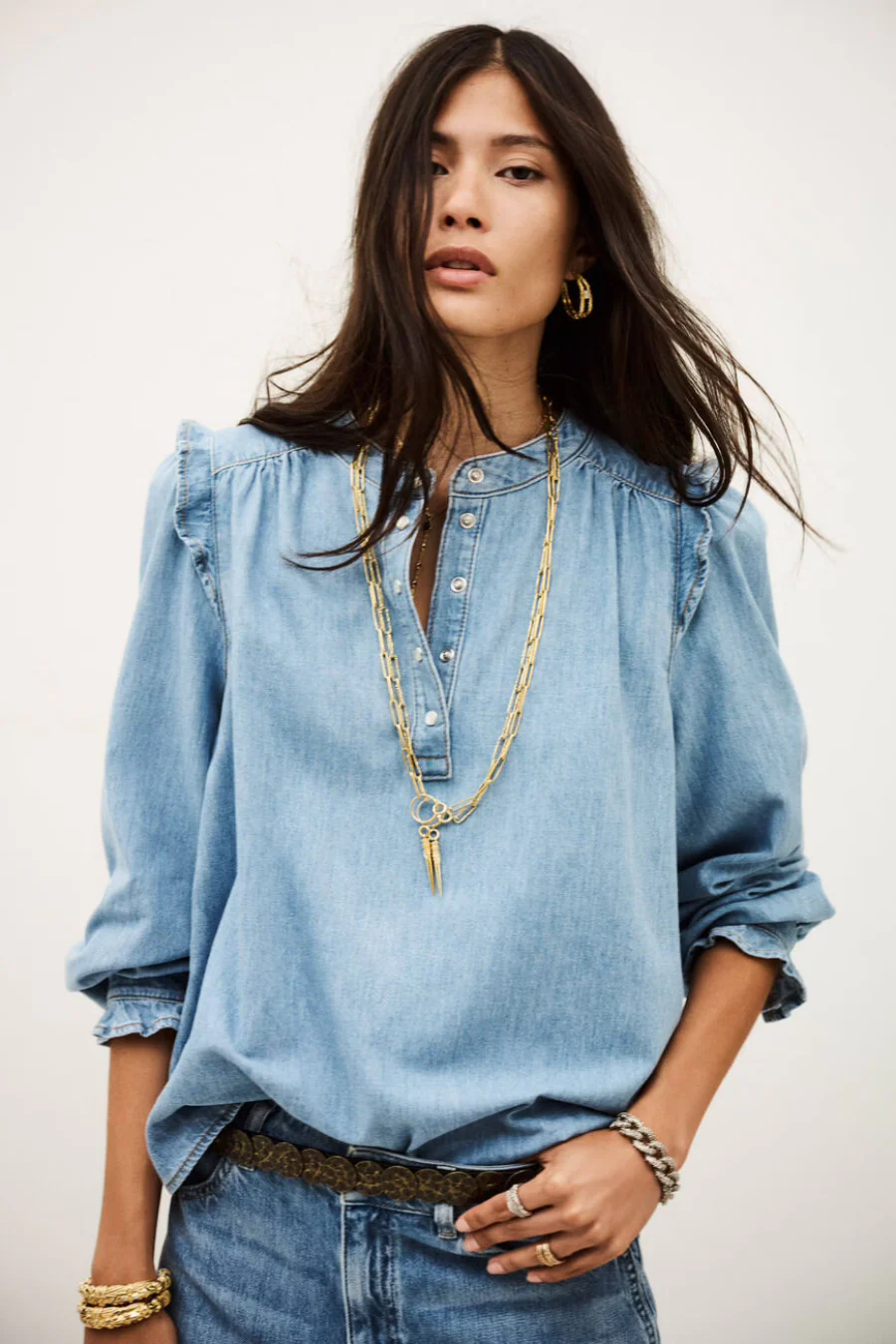 Lio Denim Top Light Used Blue - Image 3