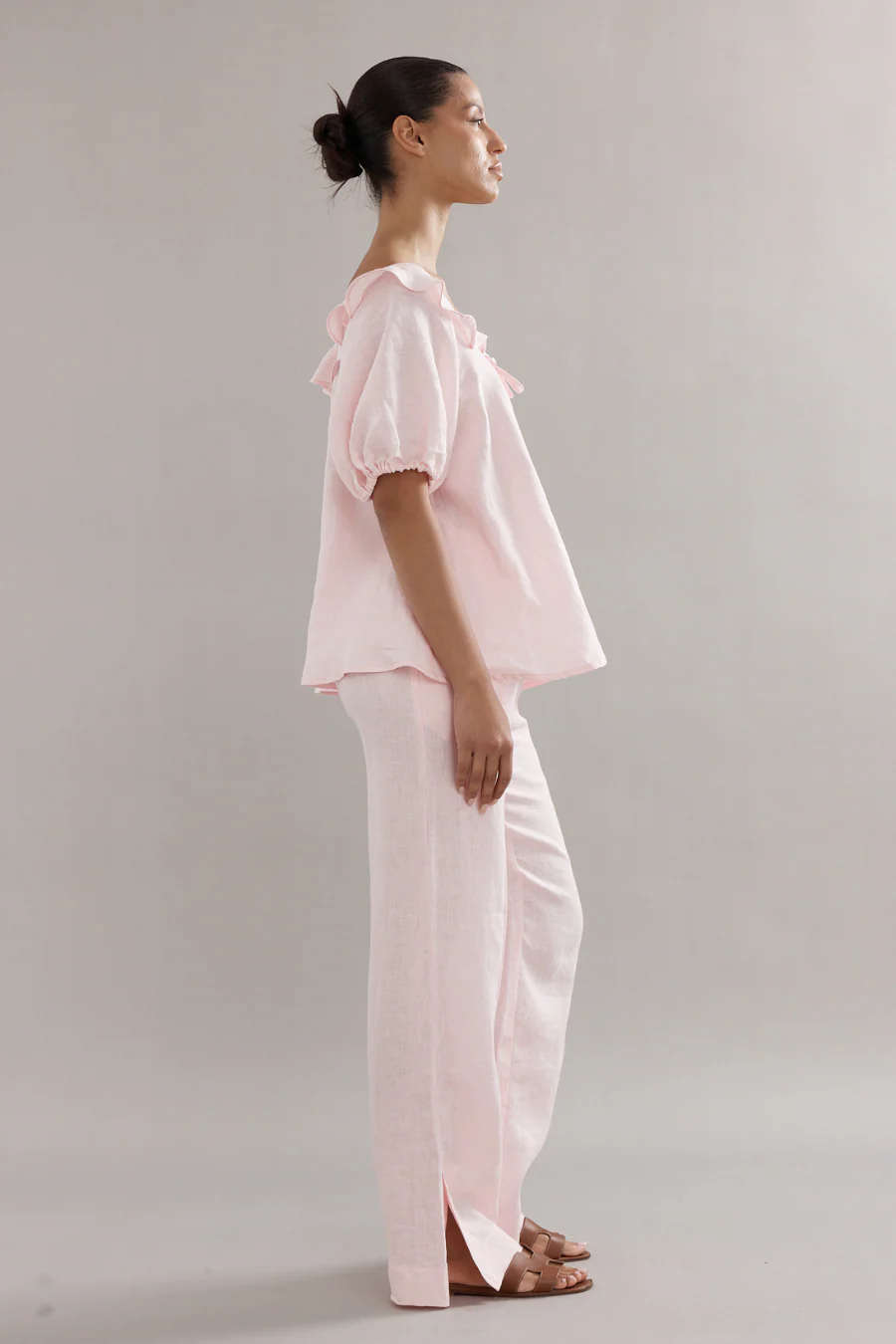 Little Darling Blouse Pink Linen - Image 3