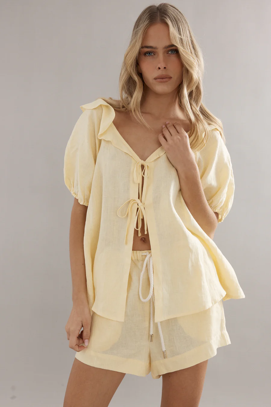 Little Darling Blouse Yellow Linen