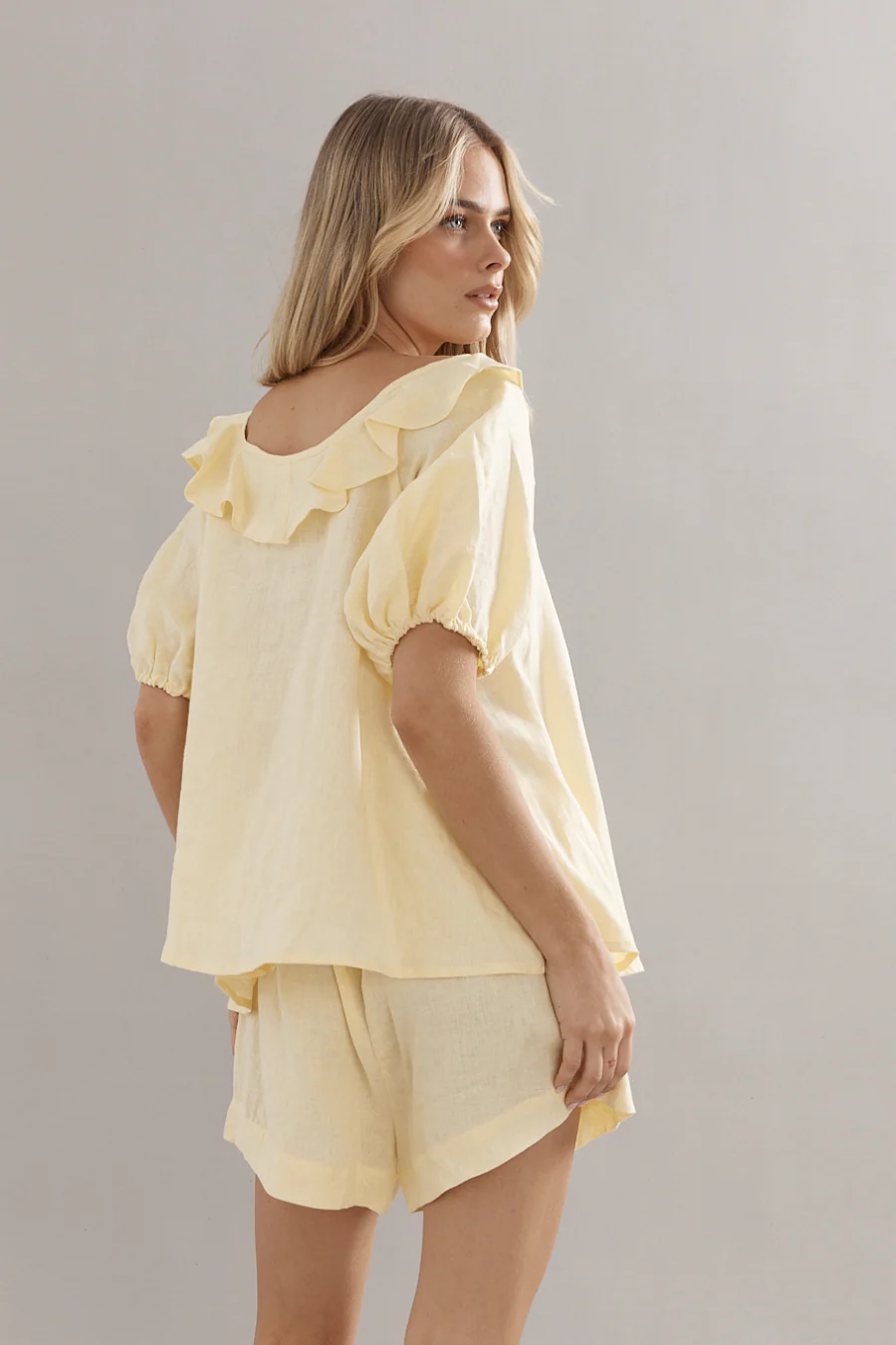 Little Darling Blouse Yellow Linen - Image 2