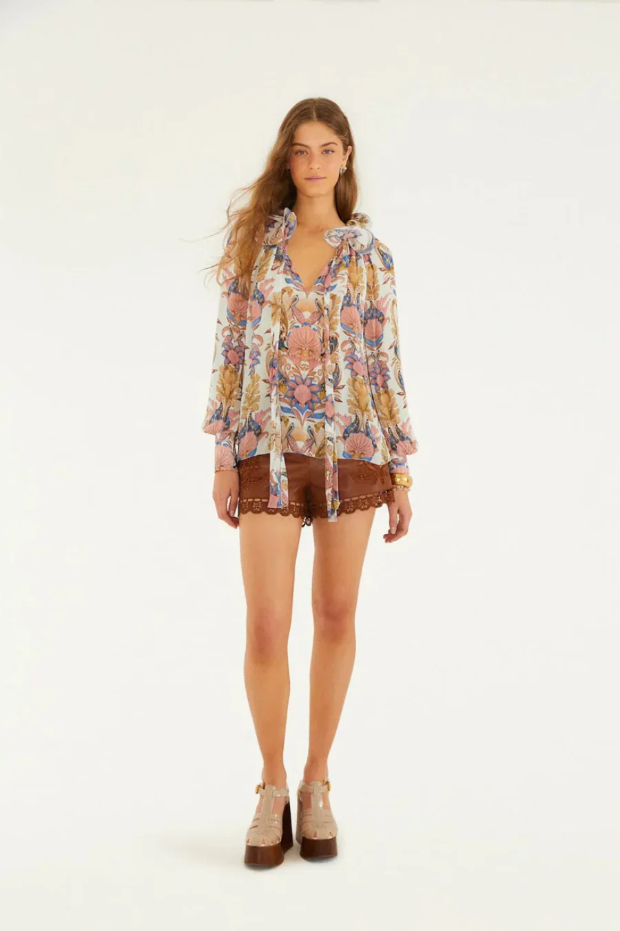 Long Sleeve Blouse Sea Garden Off White