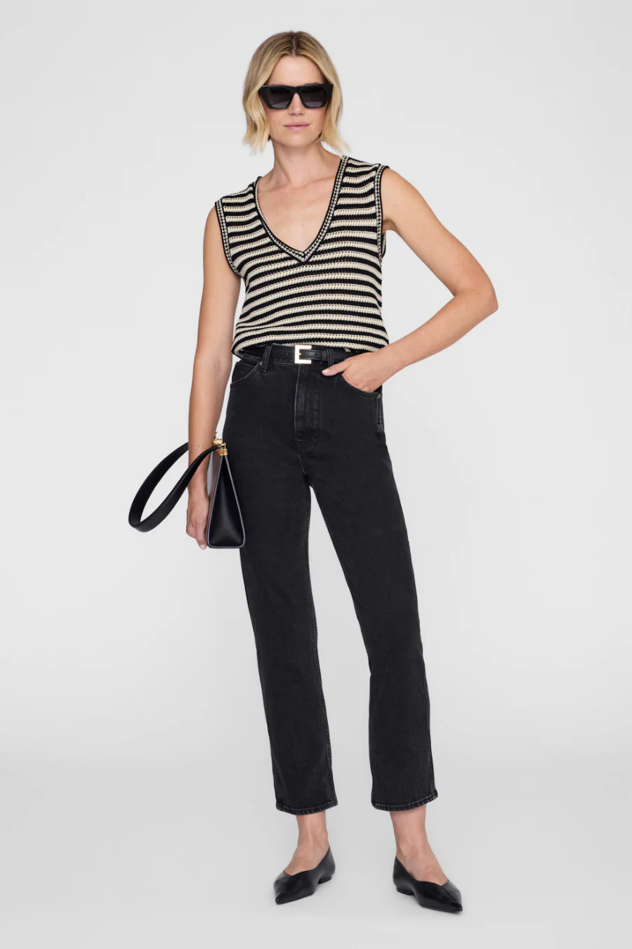 Lowen Sweater Black And Ivory Stripe
