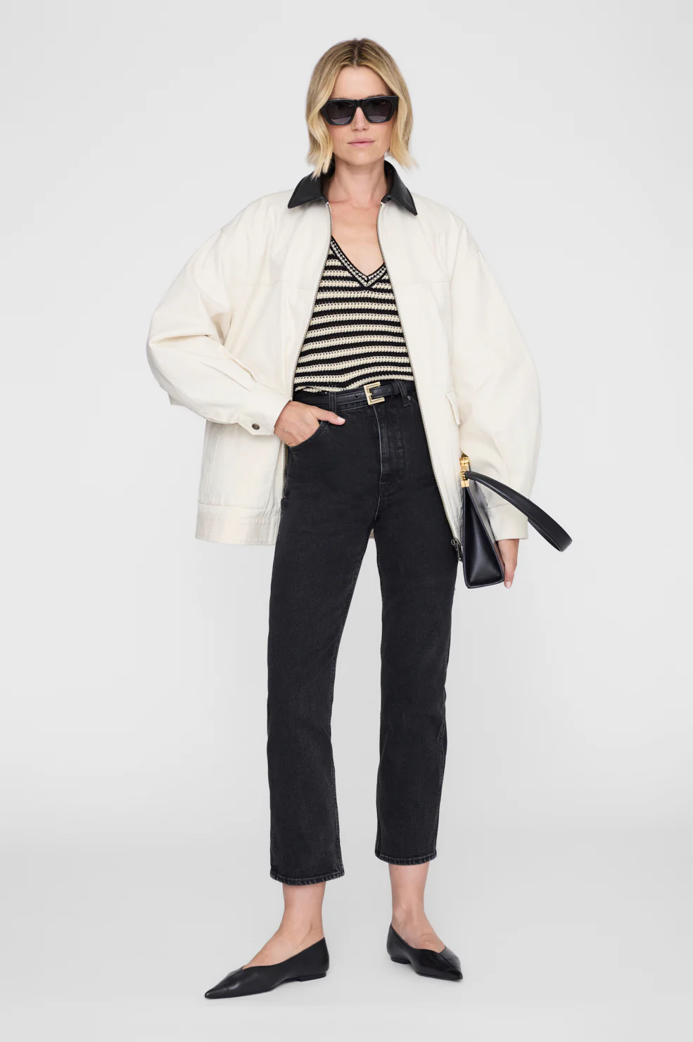 Lowen Sweater Black And Ivory Stripe - Image 3