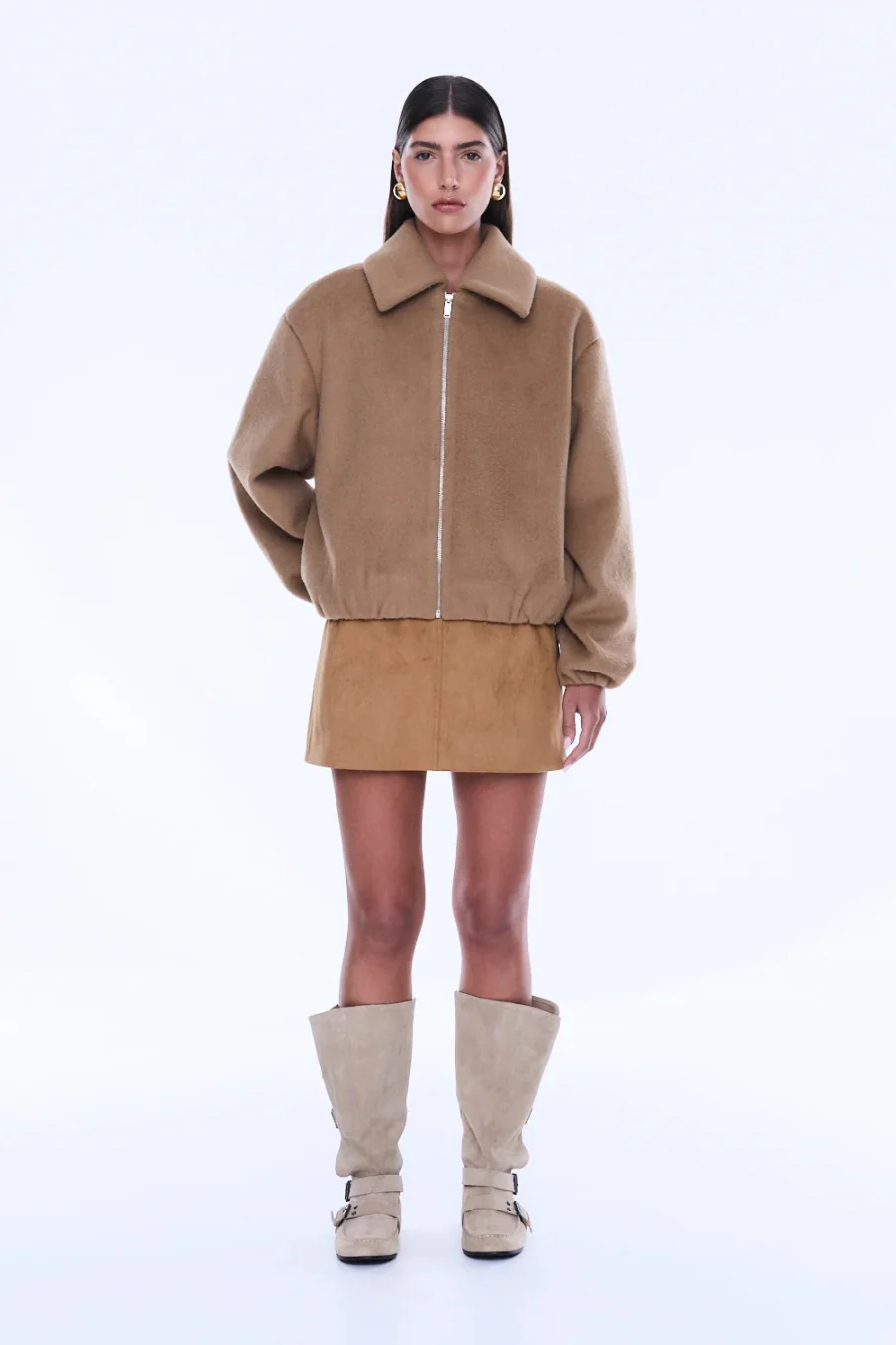 Maeve Wool Blend Bomber Sand