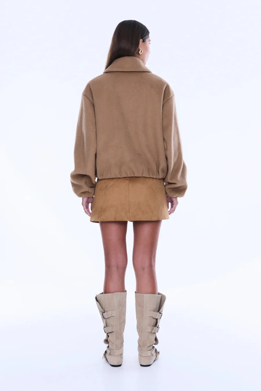 Maeve Wool Blend Bomber Sand - Image 3