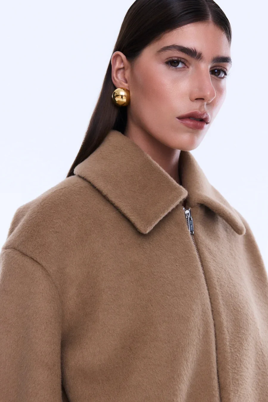 Maeve Wool Blend Bomber Sand - Image 4