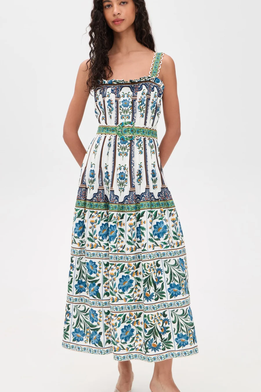 Manoela Sleeveless Belt Maxi Dress Off-White