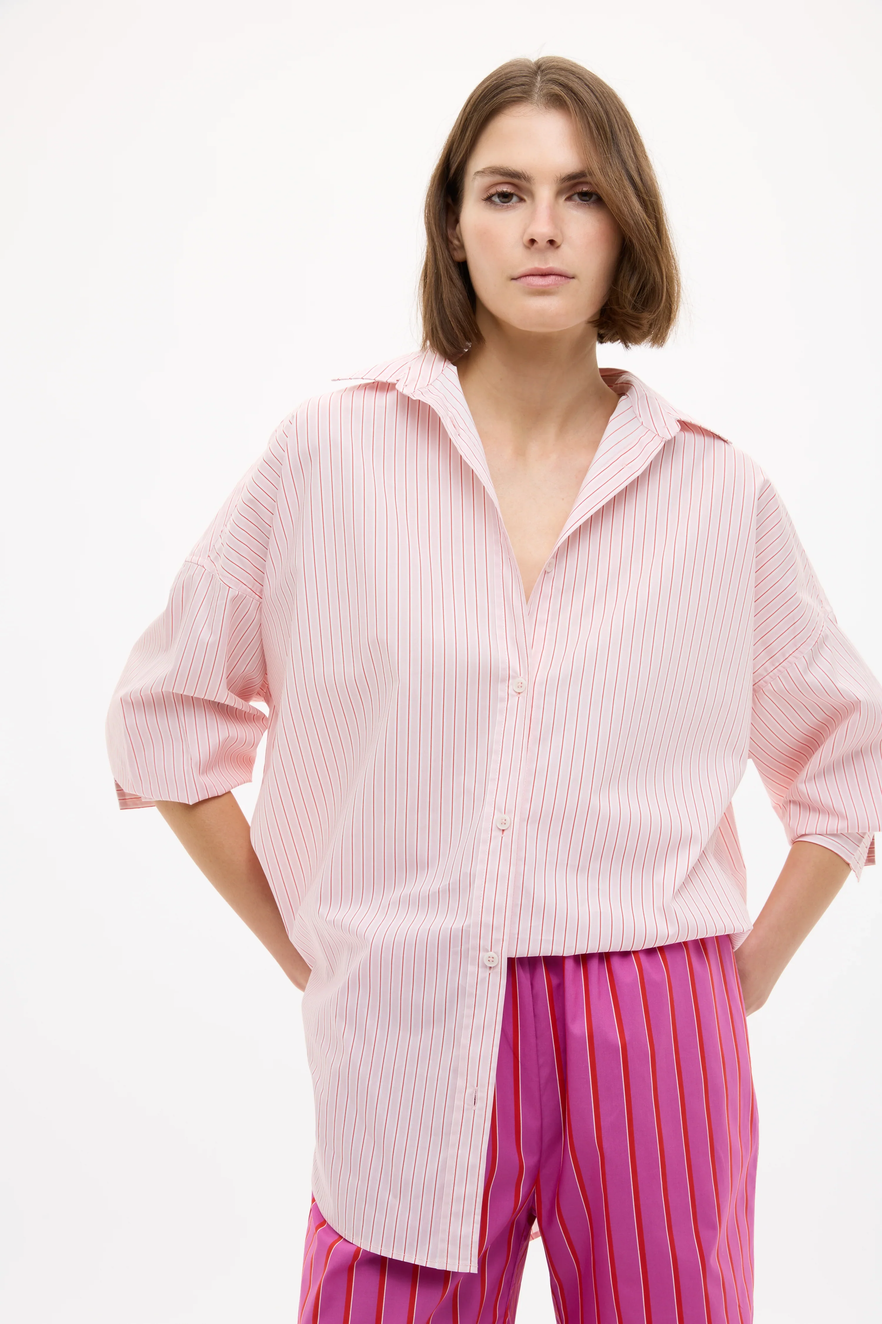 Mara Oversized Shirt Primrose Pink/Natural/Red - Image 3