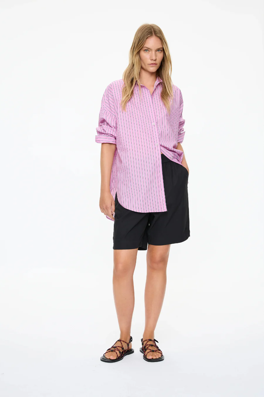 Mara Oversized Shirt Rose Glow/ Natural/ Navy - Image 2