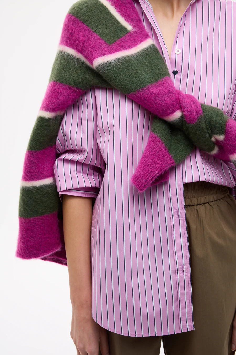 Mara Oversized Shirt Rose Glow/ Natural/ Navy - Image 4