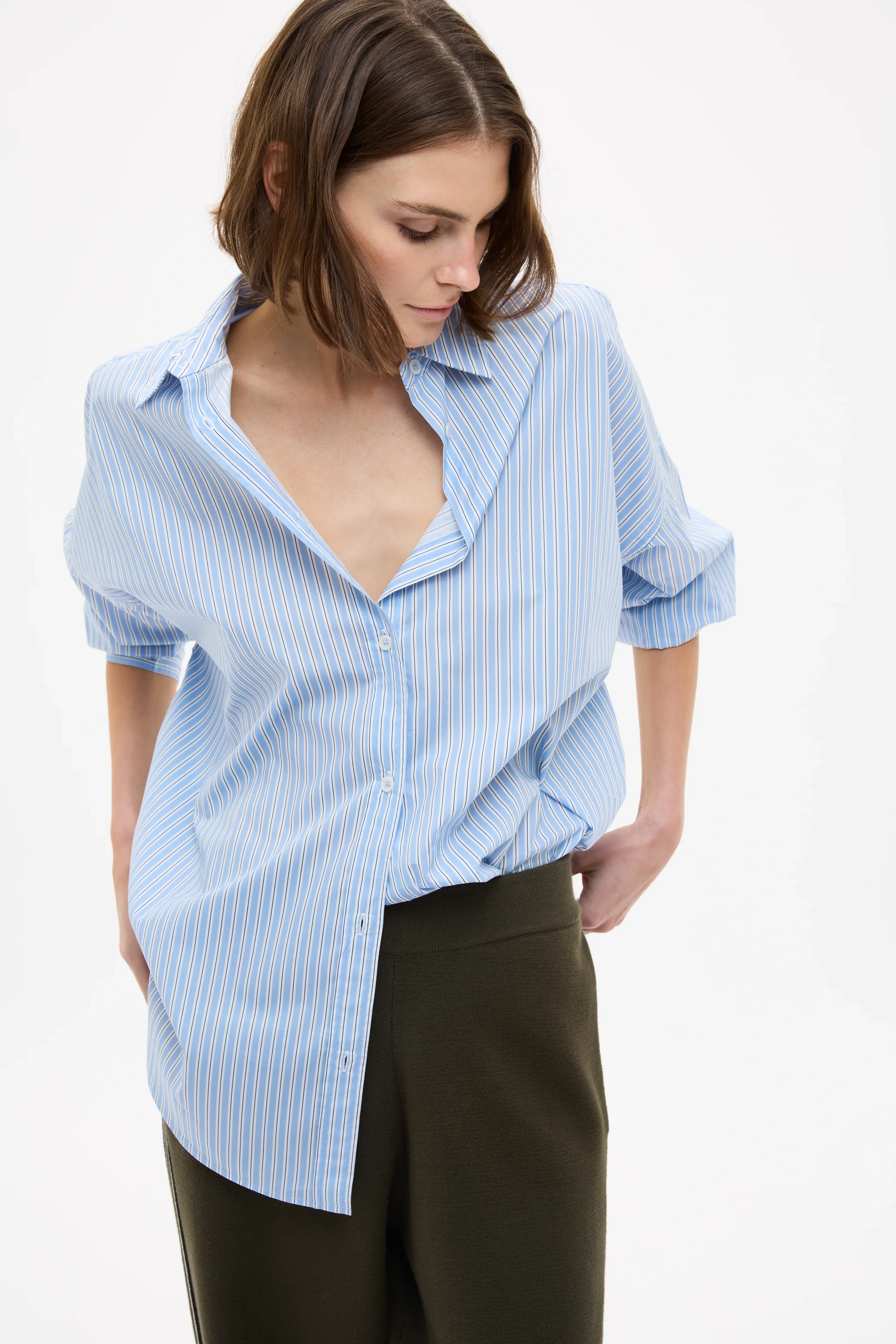 Mara Oversized Shirt Sky/Natural/Navy - Image 3