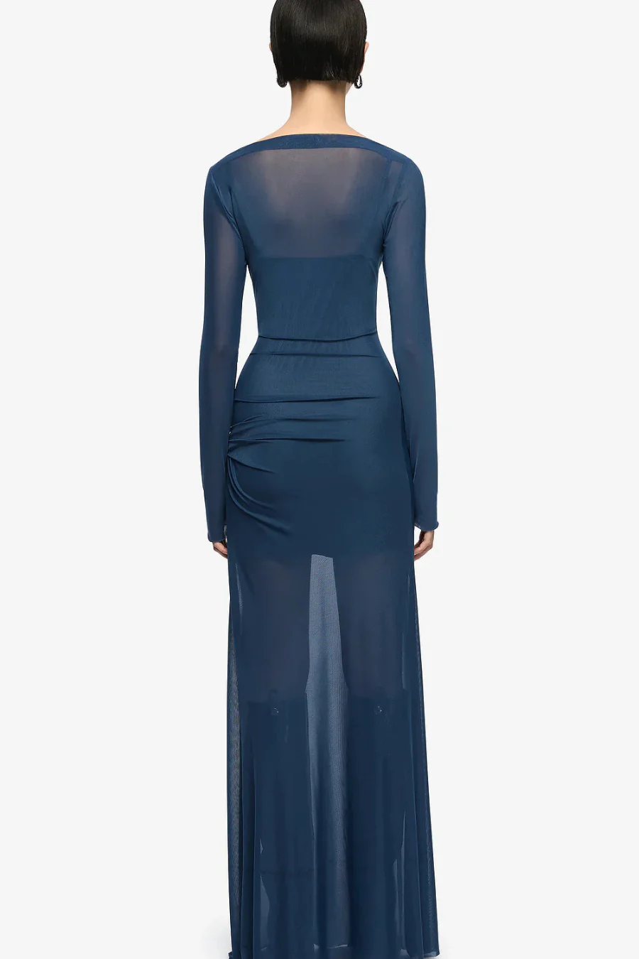 Marabou Long Sleeve Maxi Dress Petrol - Image 3