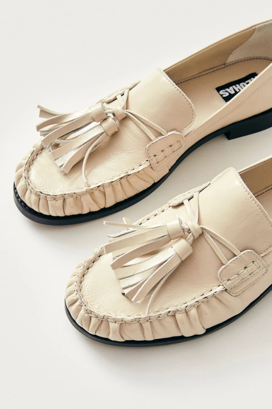 Marietta Onix Cream Leather Loafers - Image 4