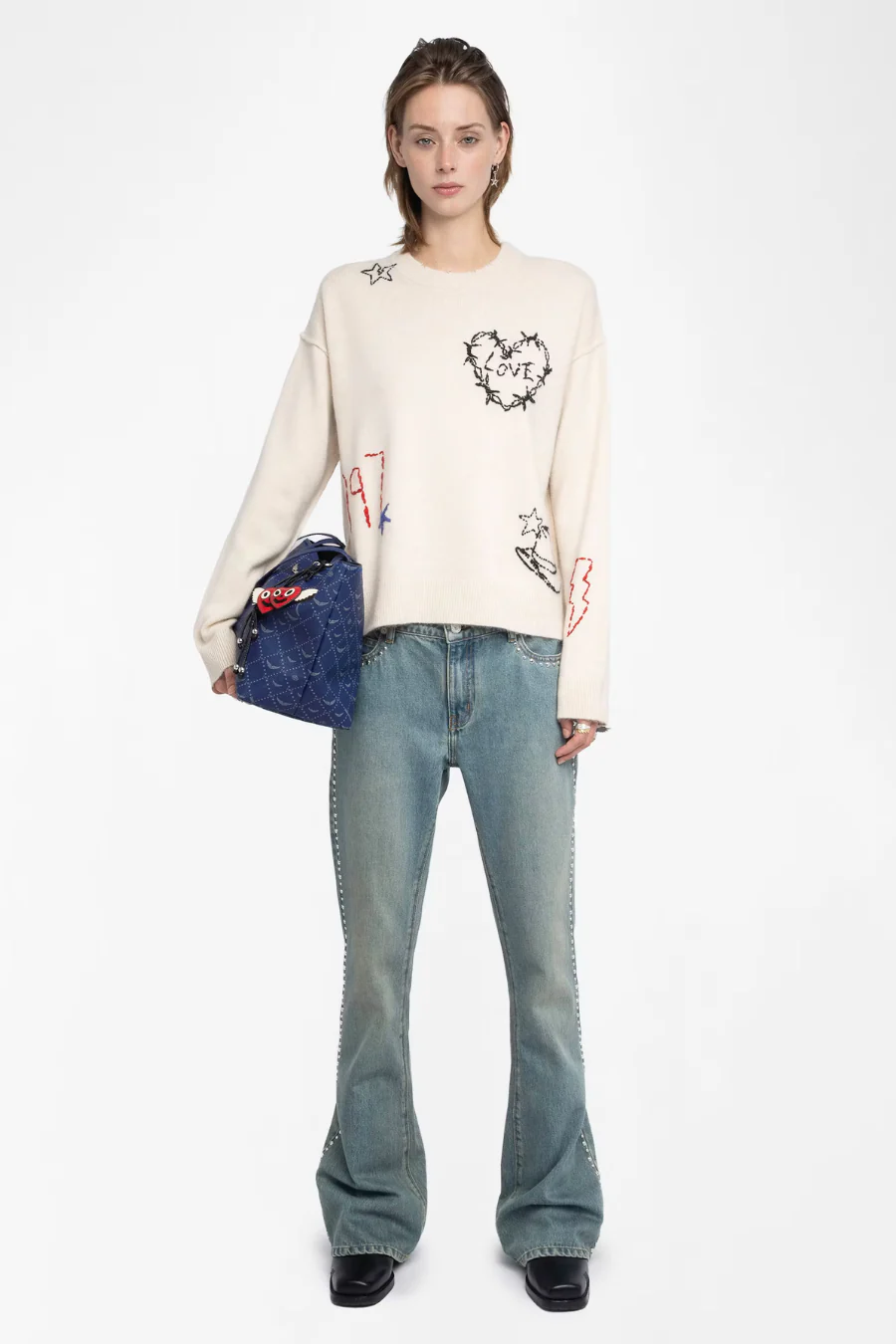 Markuz Heart Cashmere Sweater Ecru