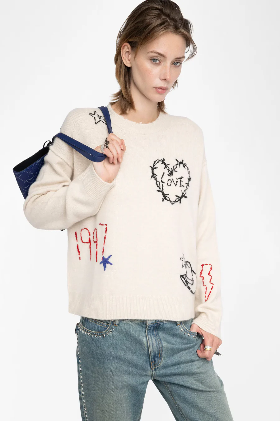 Markuz Heart Cashmere Sweater Ecru - Image 3