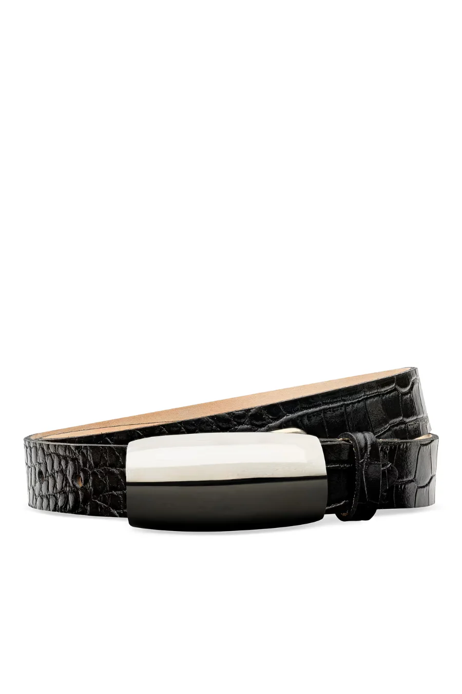 Marlowe Leather Belt Black Croco
