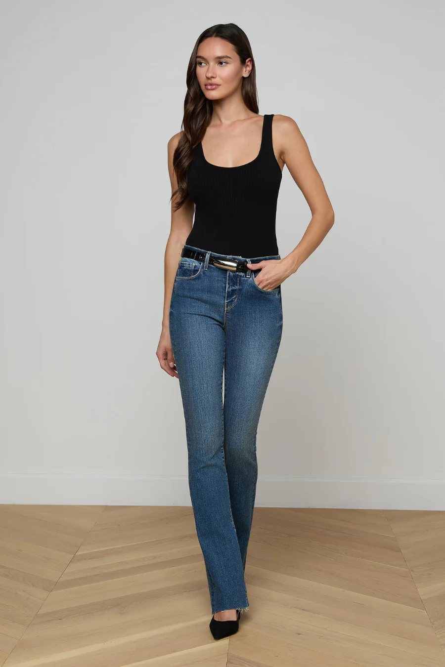 Marlowe Leather Belt Black Croco - Image 2