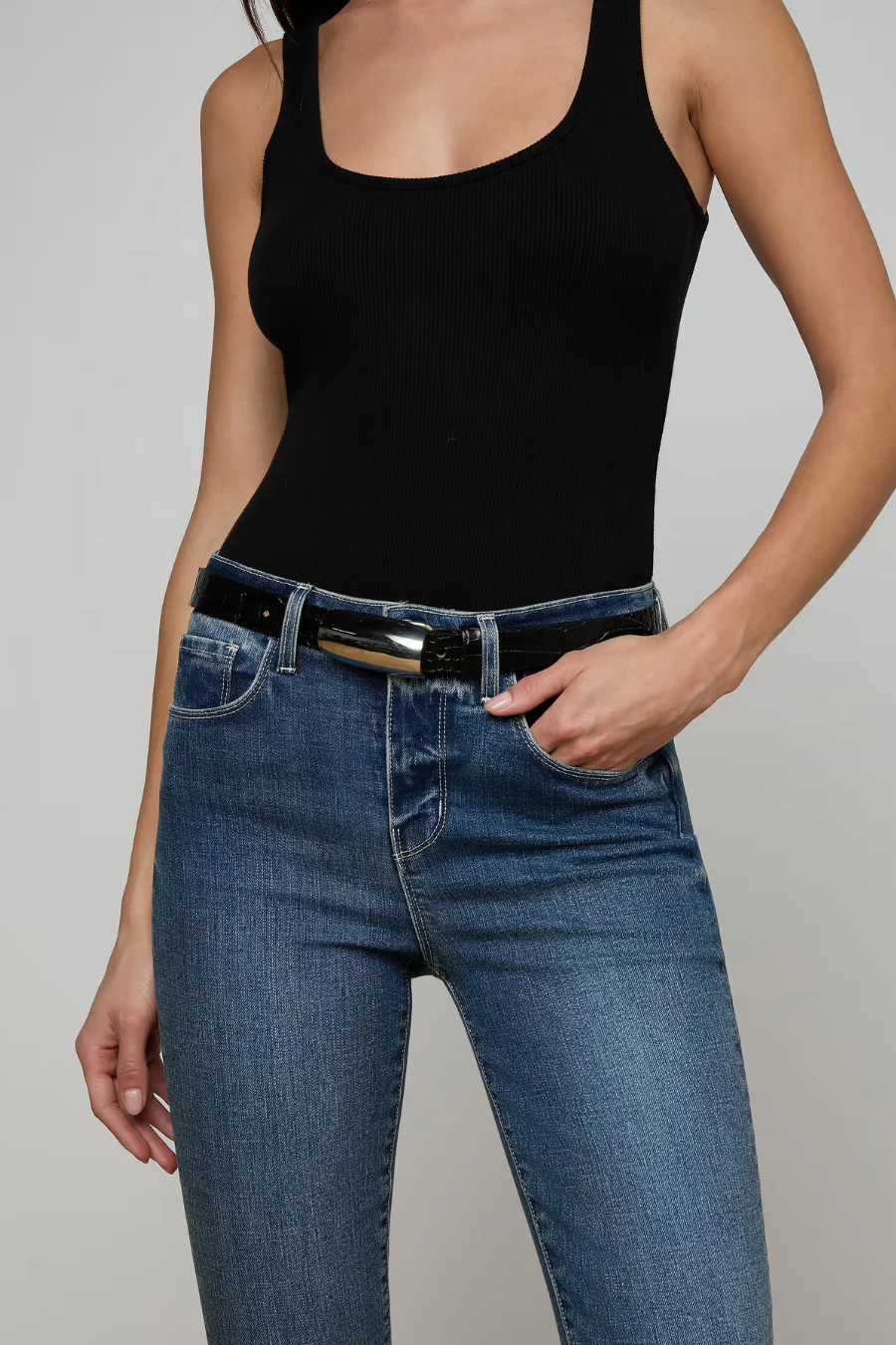 Marlowe Leather Belt Black Croco - Image 3