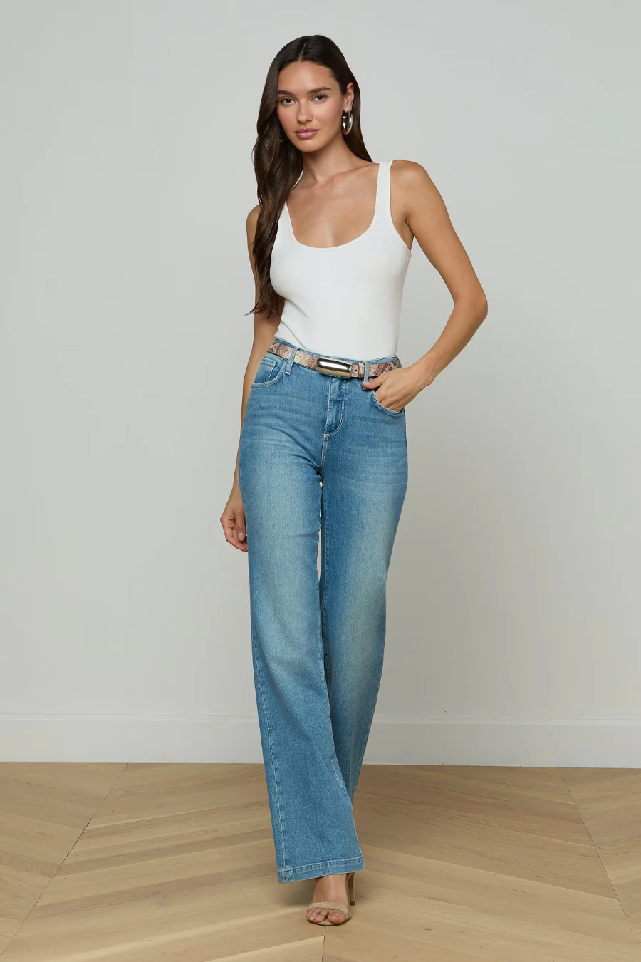Marlowe Leather Belt Blush Snake - Image 2