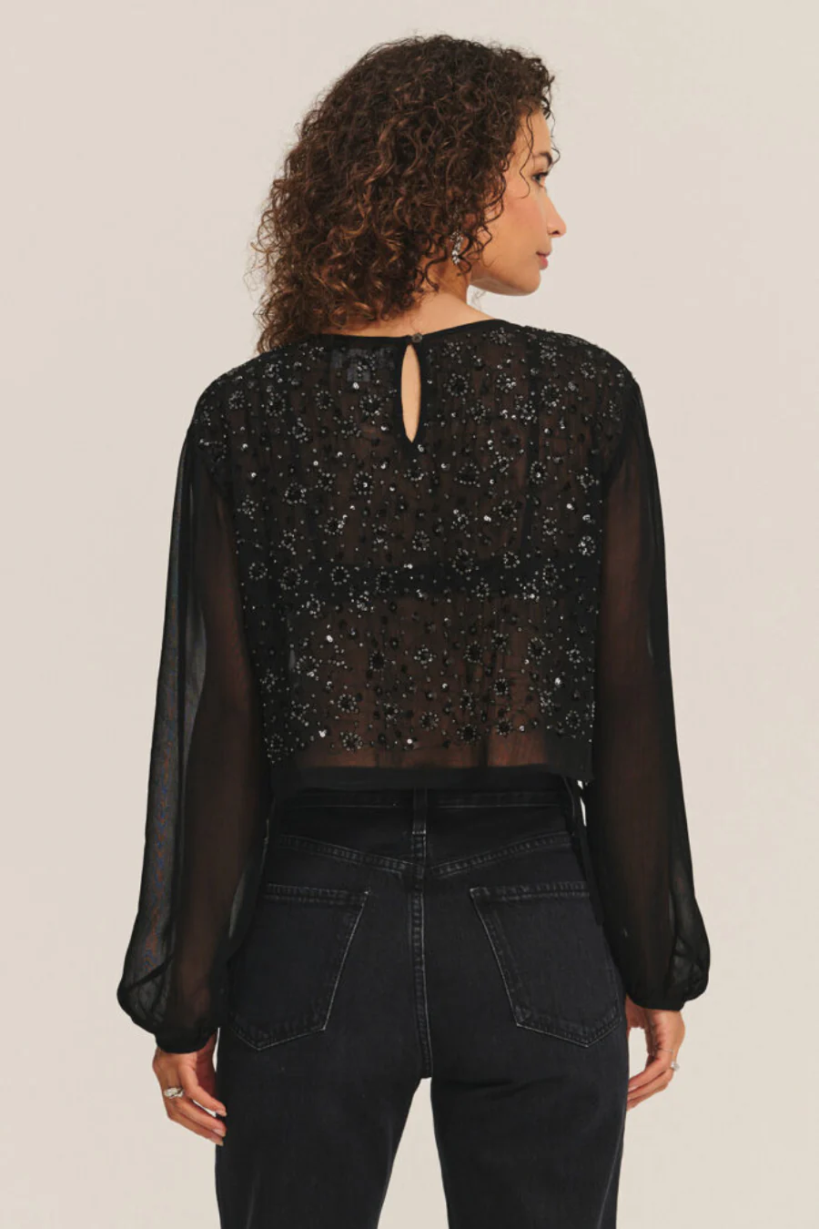 Marlowe Sequin Blouse Black - Image 2