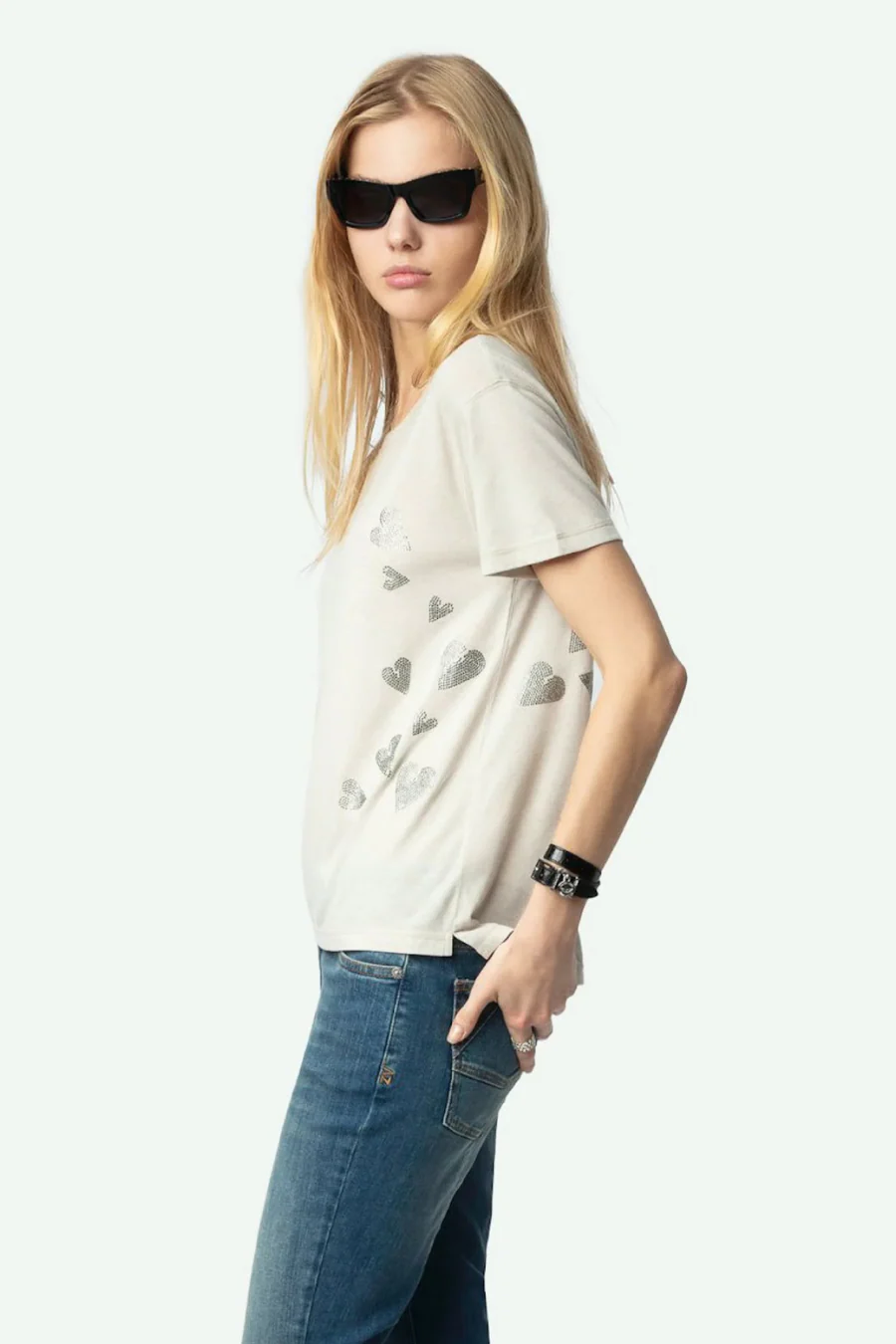 Marta Heart T-shirt Light Grey - Image 2