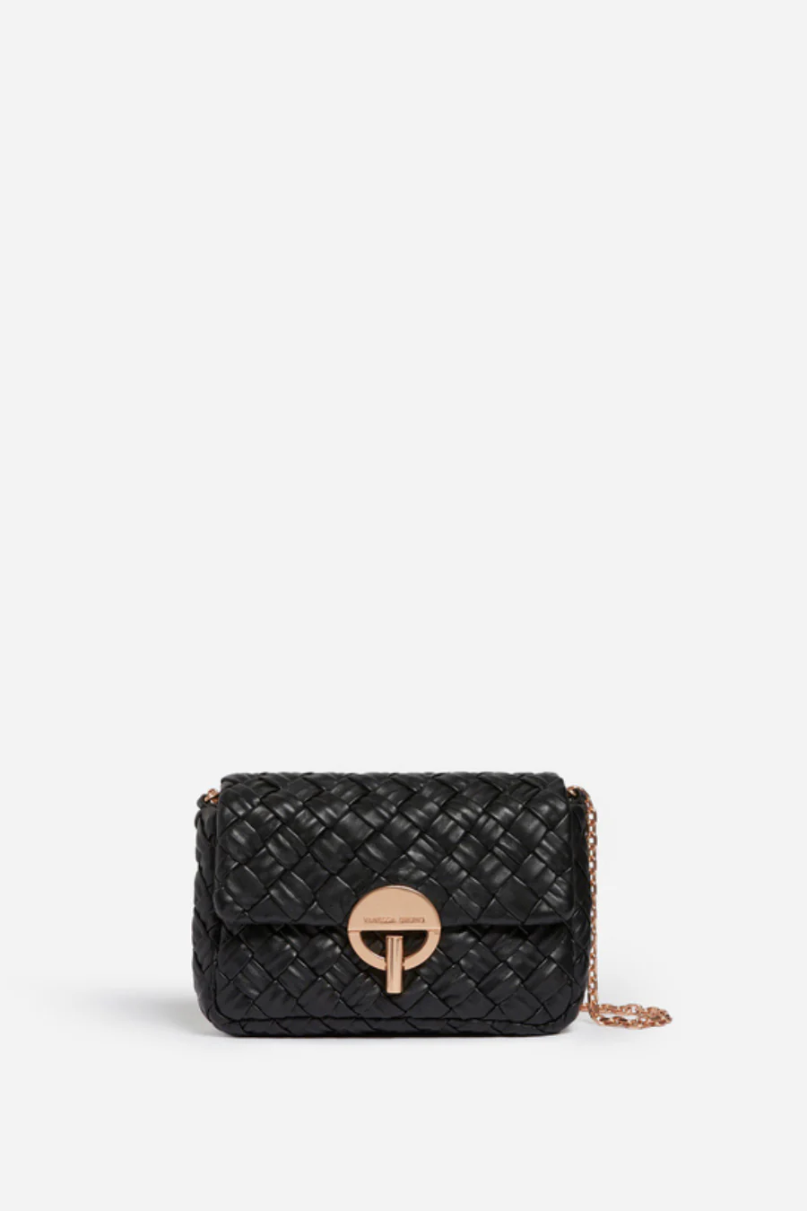 Medium Braided Leather Moon Bag Black