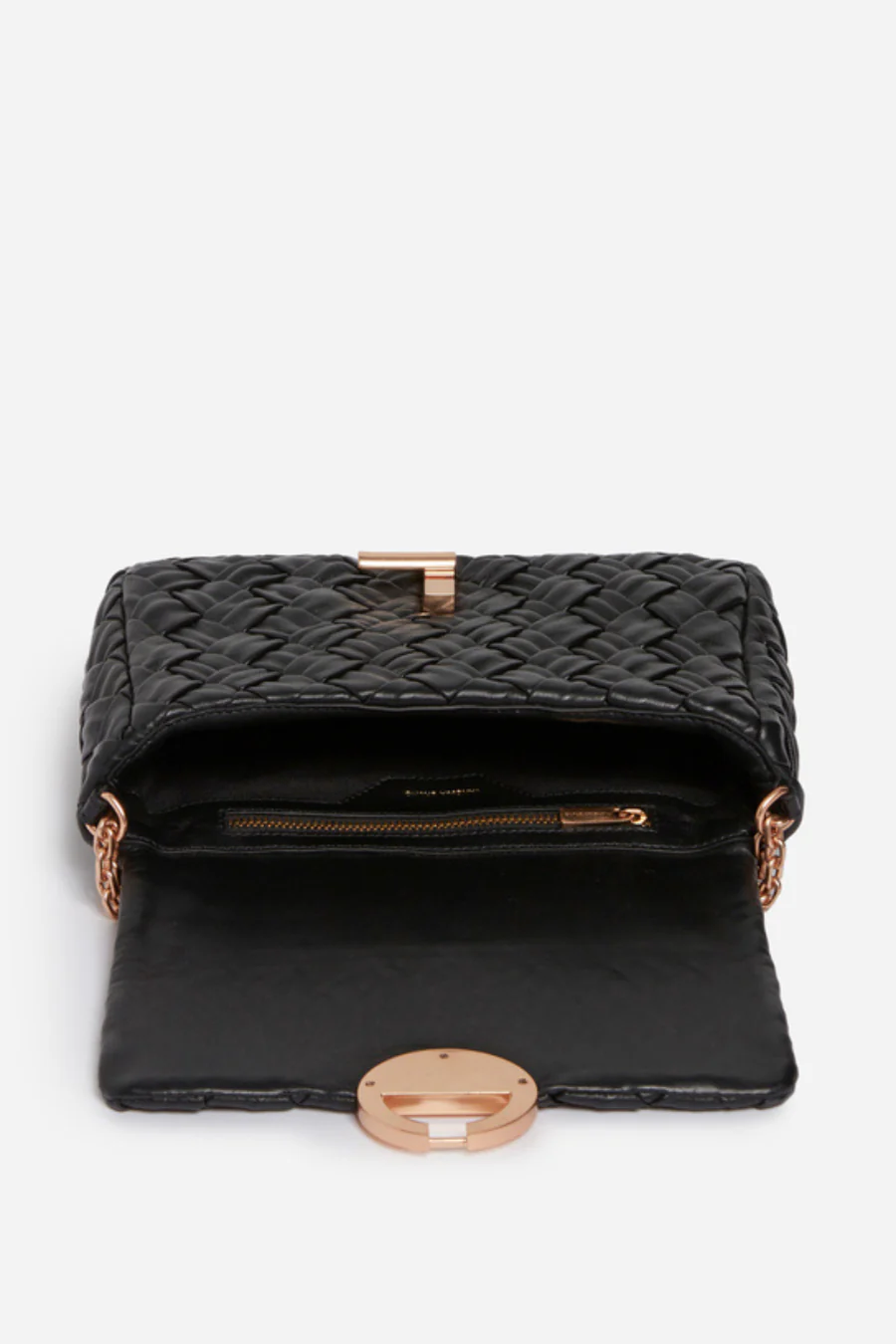 Medium Braided Leather Moon Bag Black - Image 3