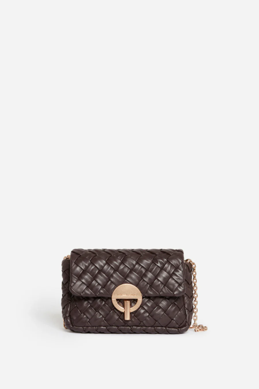 Medium Braided Leather Moon Bag Chocolate