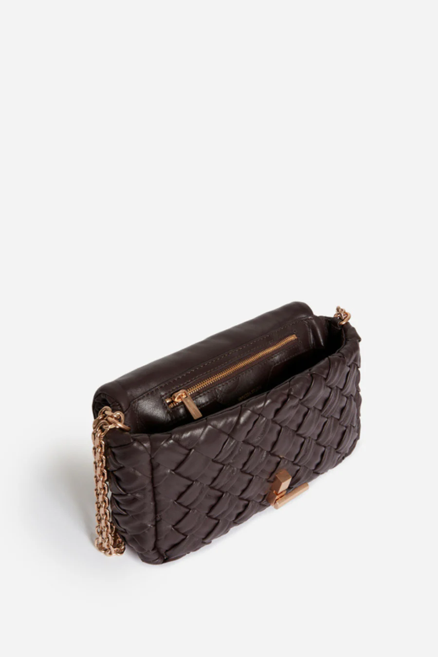 Medium Braided Leather Moon Bag Chocolate - Image 3