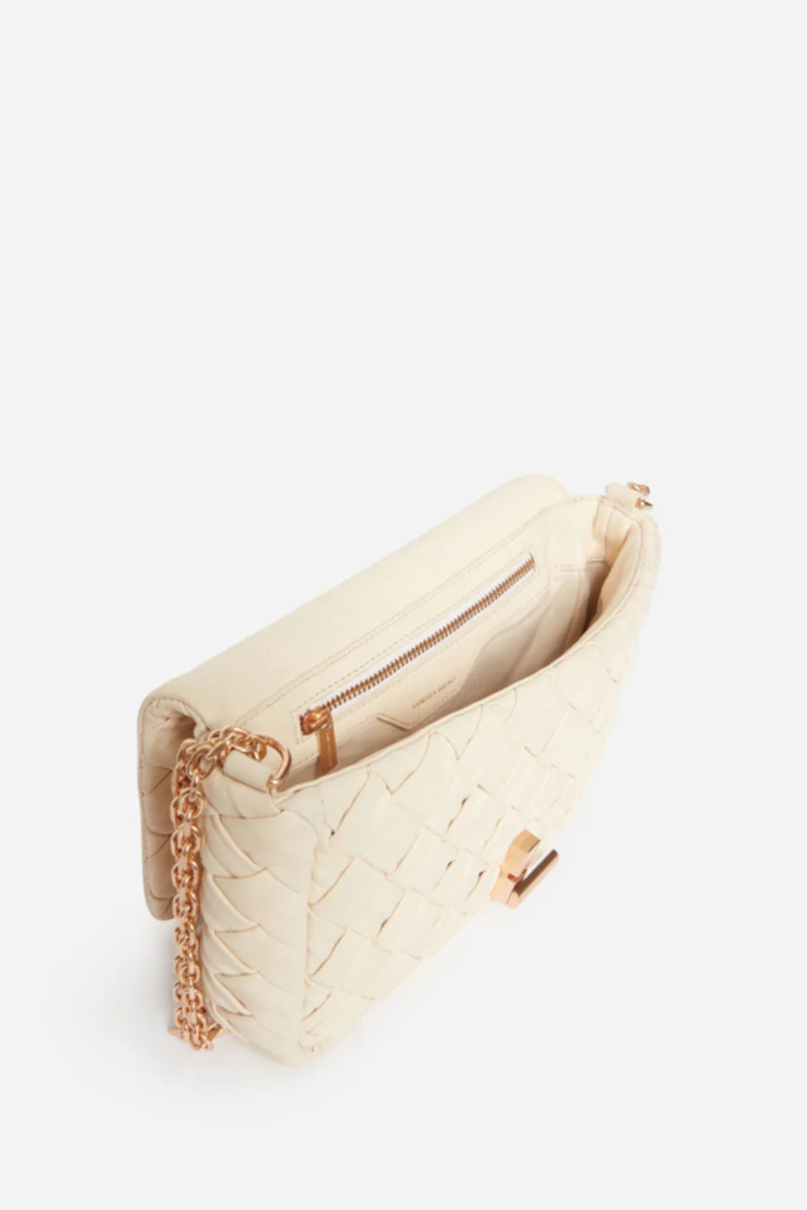 Medium Braided Leather Moon Bag Ivory - Image 4