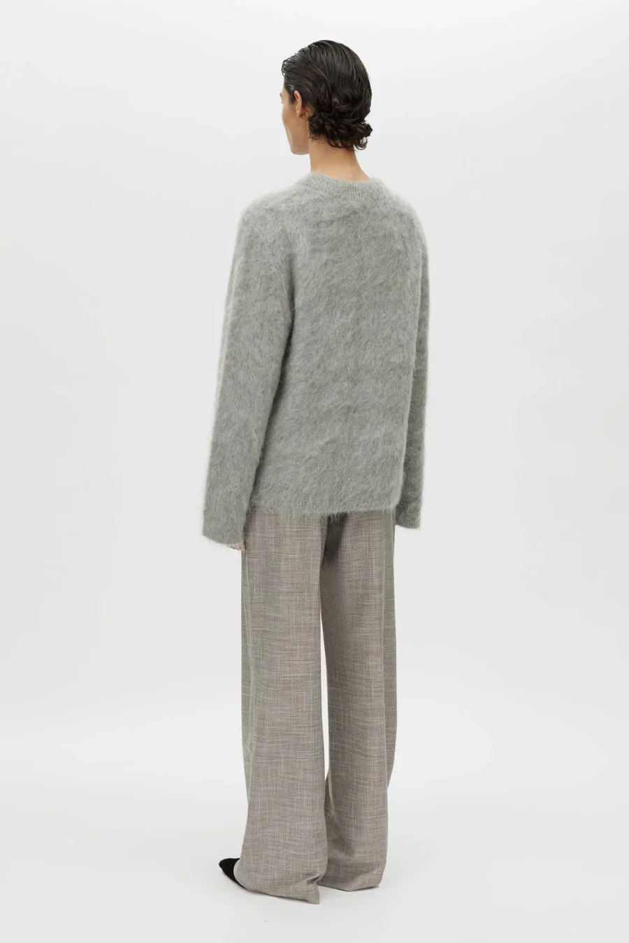 Meier Brushed Alpaca Knit Sweater Grey Melange - Image 2