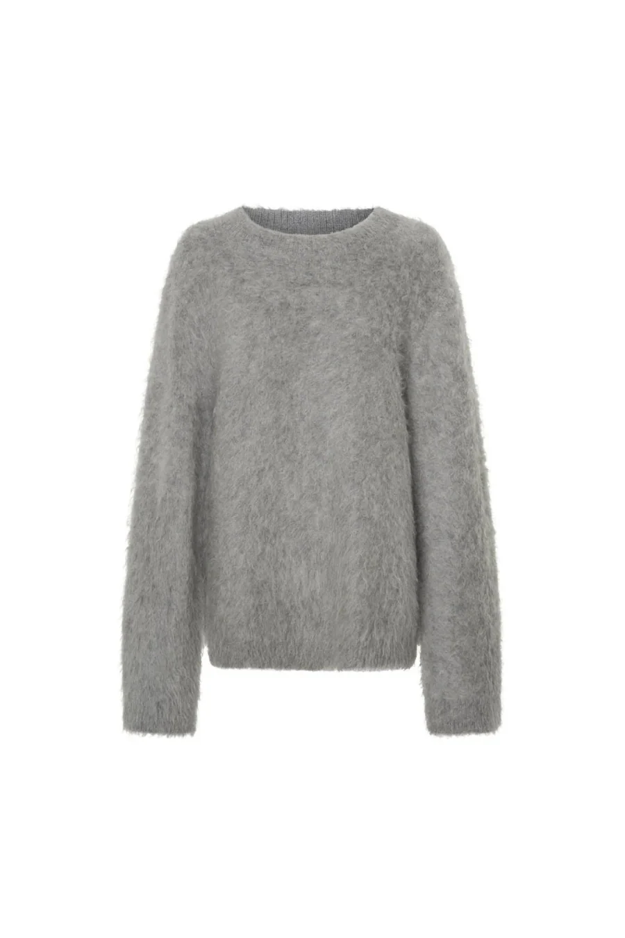 Meier Brushed Alpaca Knit Sweater Grey Melange - Image 3
