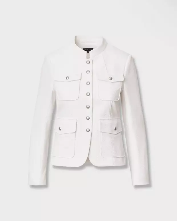 Mercer Italian Textured Knit Blazer Ivory - Image 5