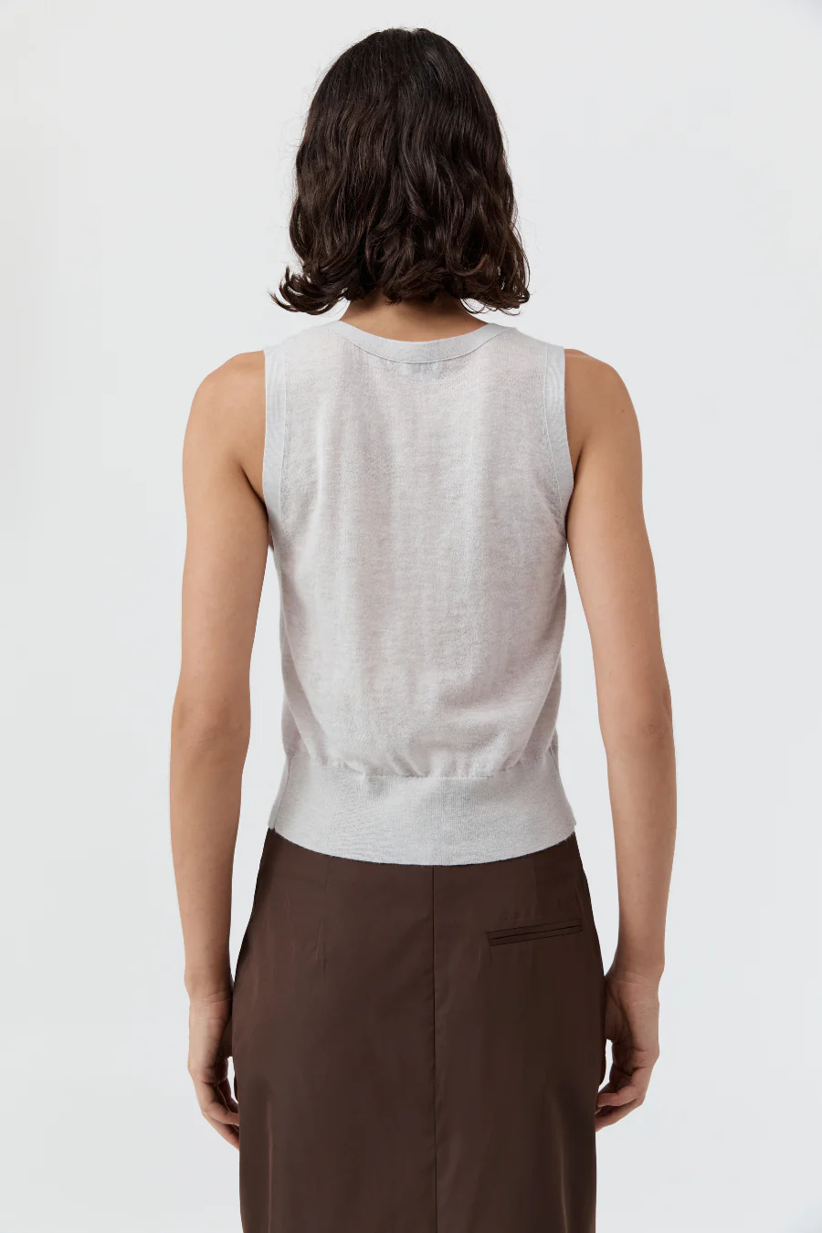 Merino Wool Oupa Vest Light Grey Marle - Image 2