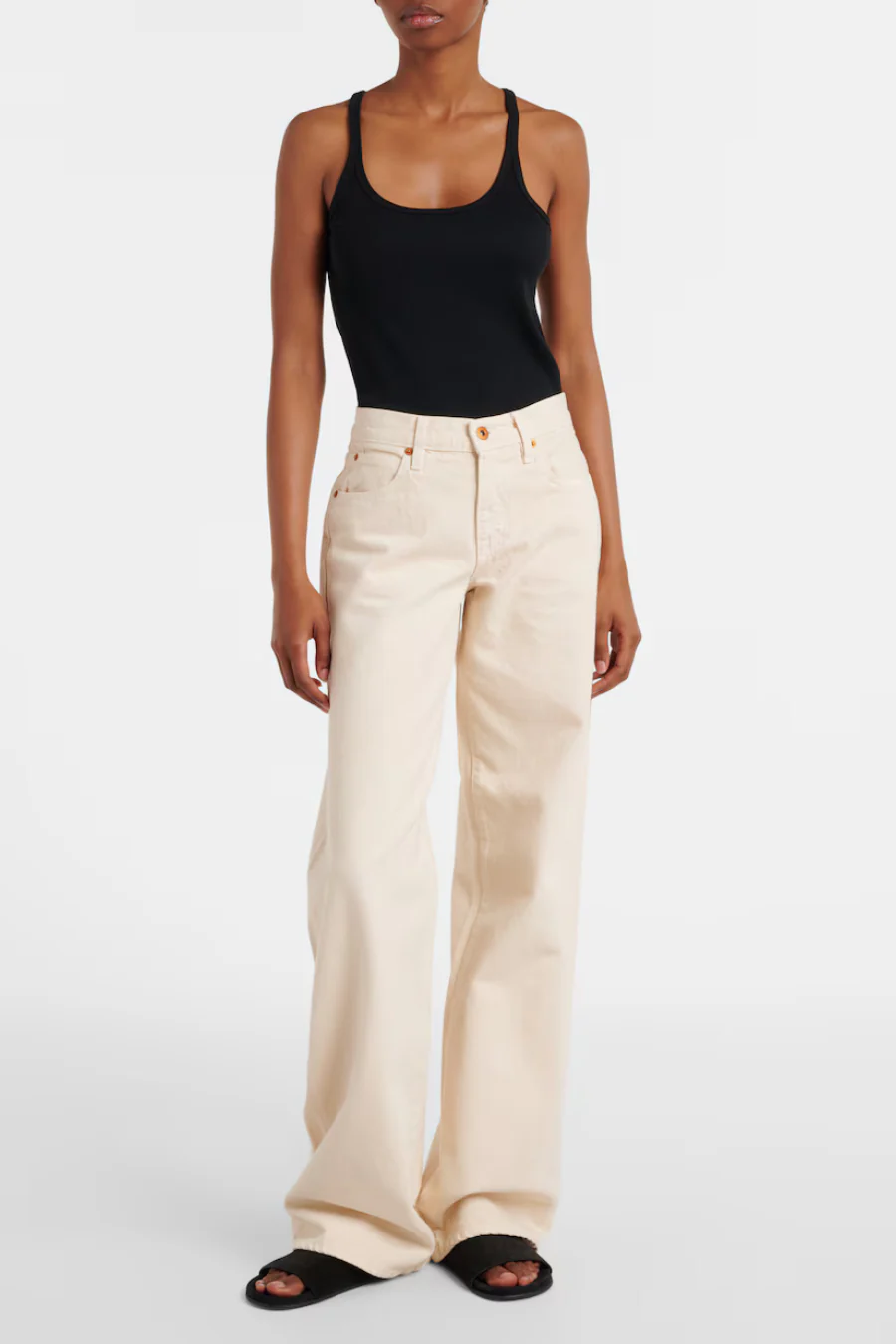 Mica Mid Rise Wide Leg Jean Ecru