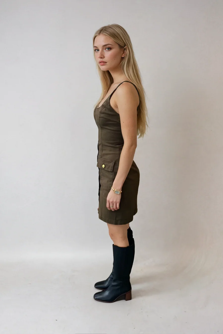 Midy Button Front Tank Dress Pine - Image 6