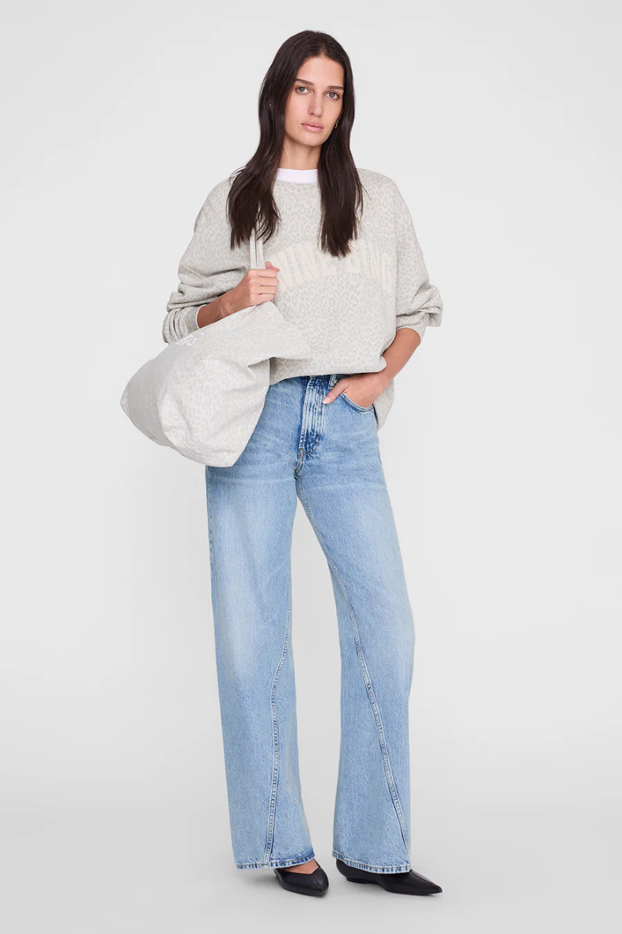 Miles Sweatshirt Washed White Leopard