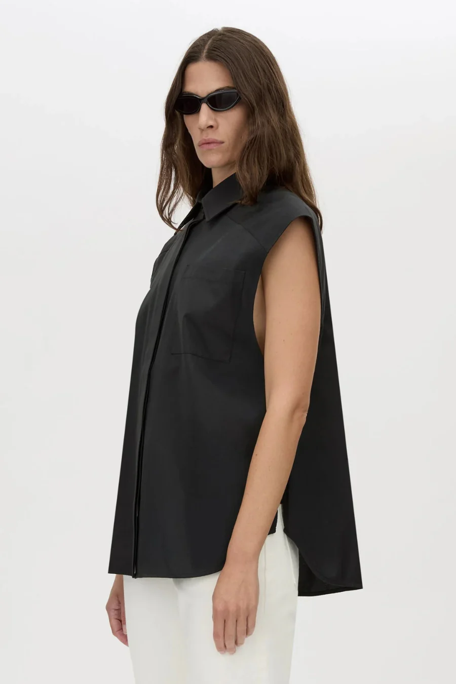 Milo Sleeveless Shirt Black - Image 2