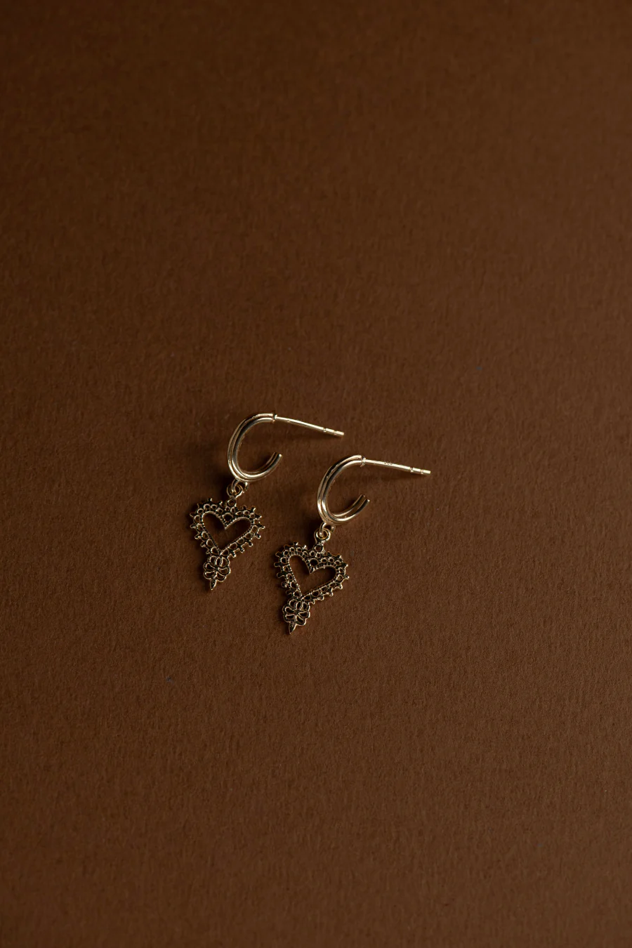 Mini Gypsy Heart Earrings 22k Gold Vermeil - Image 3