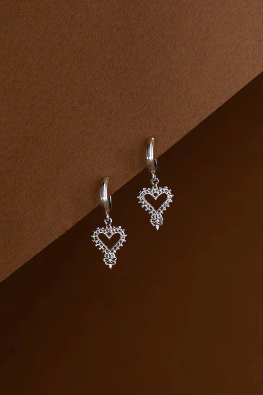 Mini Gypsy Heart Earrings Sterling Silver - Image 3