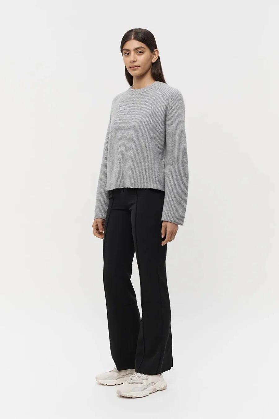 Monroe Wool-Cashmere Knit Jumper Grey Marle - Image 3
