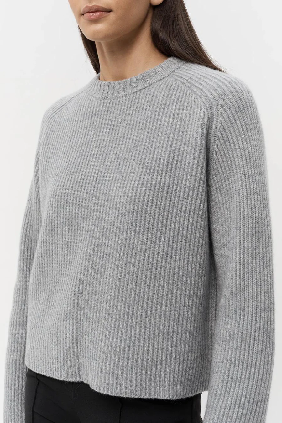Monroe Wool-Cashmere Knit Jumper Grey Marle - Image 4
