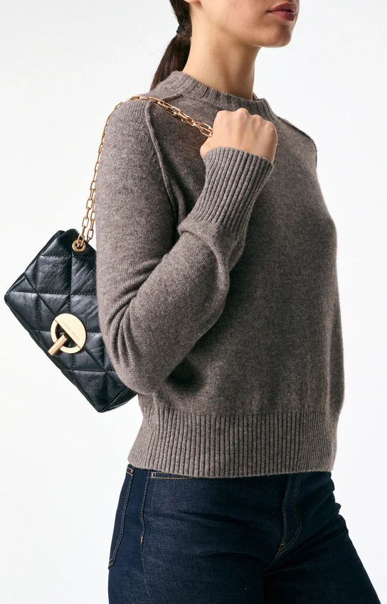 Medium Leather Moon Bag Noir - Image 2