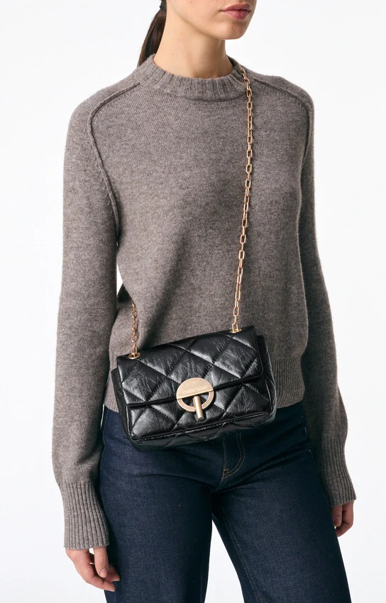 Medium Leather Moon Bag Noir - Image 3