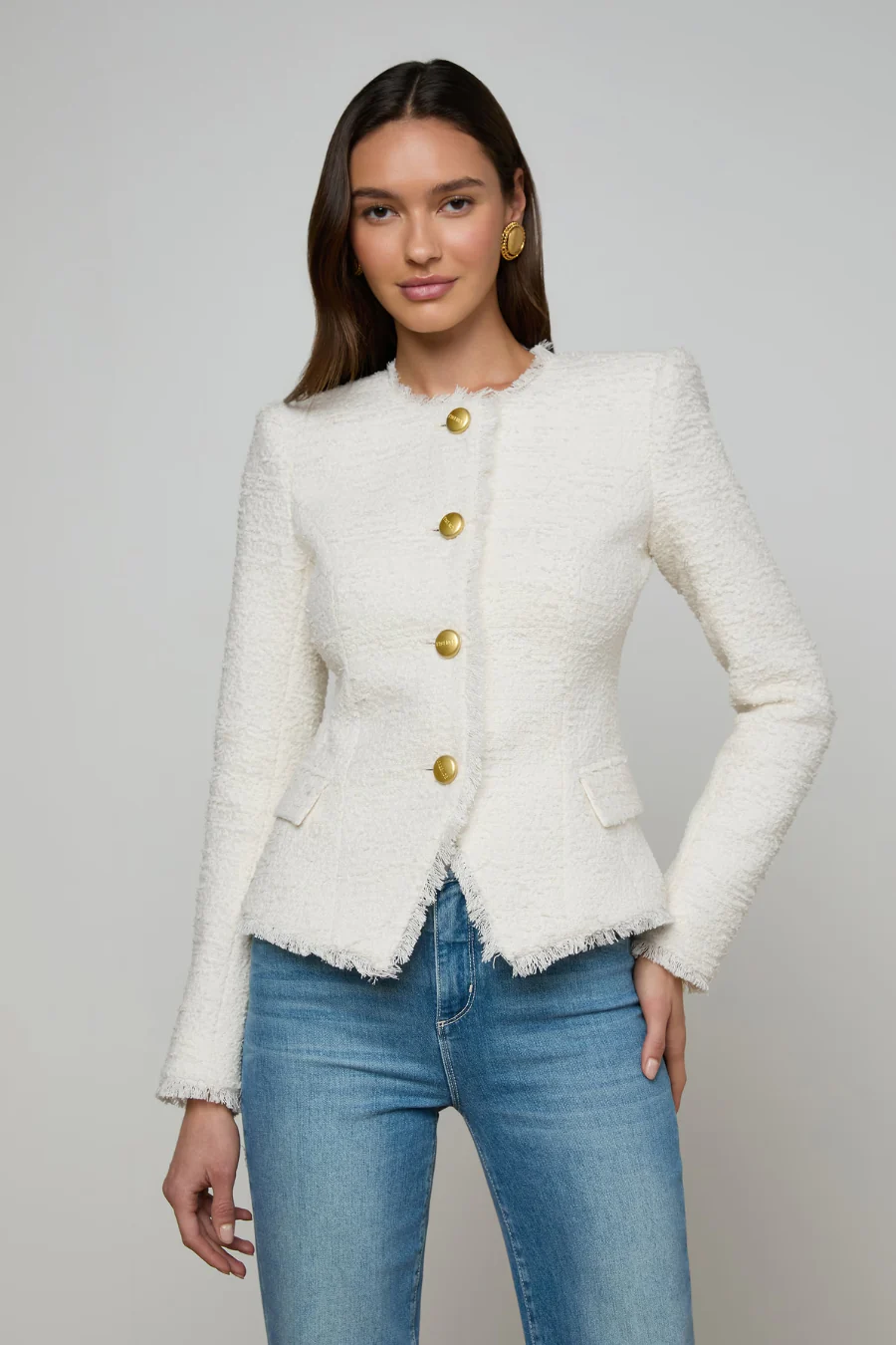 Nerina Tweed Blazer Ivory